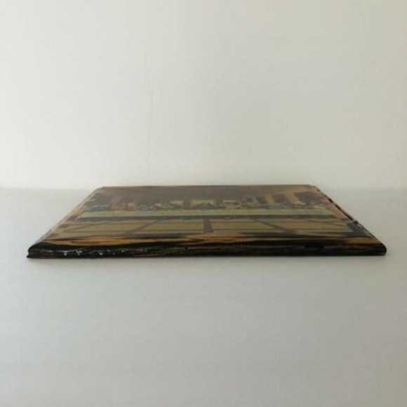 VTG Last Supper Da Vinci Decoupage Religious Wall Hanging Burnt Wood 11" x 9.5" - Picture 8 of 11